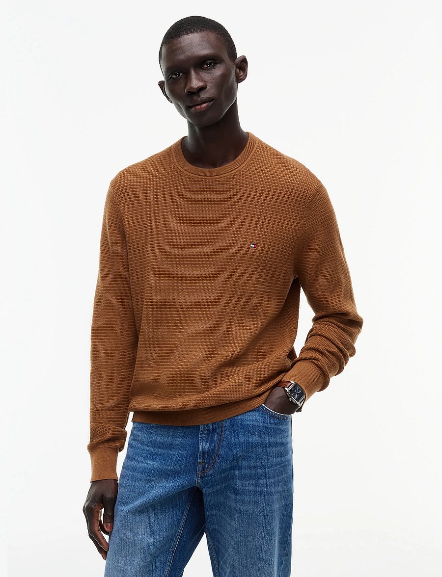 Tommy Hilfiger - PIMA CTN CASH STRUCTURE CREWNECK - rund hals - timeless tawny heather - 0