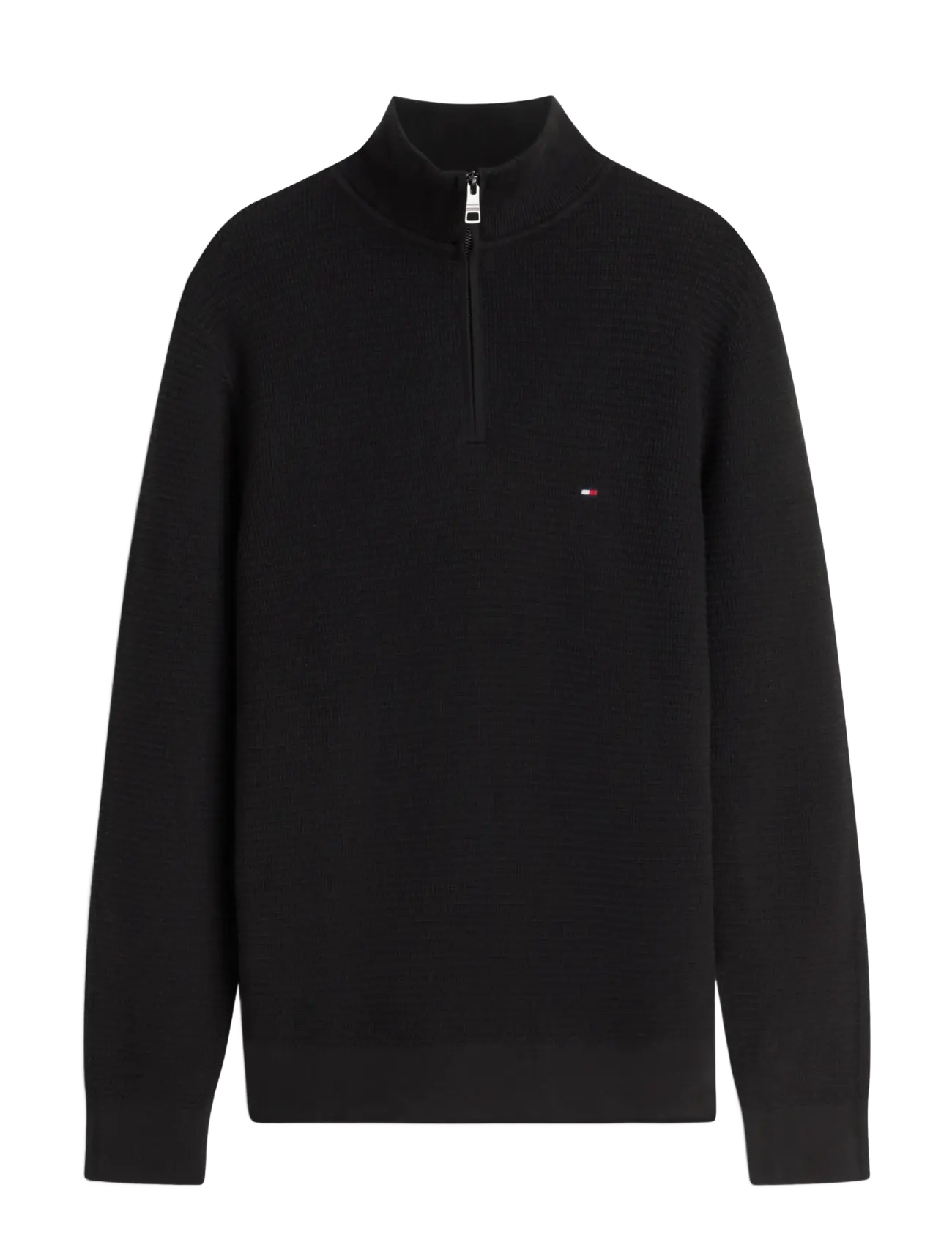 Tommy Hilfiger PIMA CTN CASH STRUCTURE ZIP MOCK - Strickmode - BLACK / black