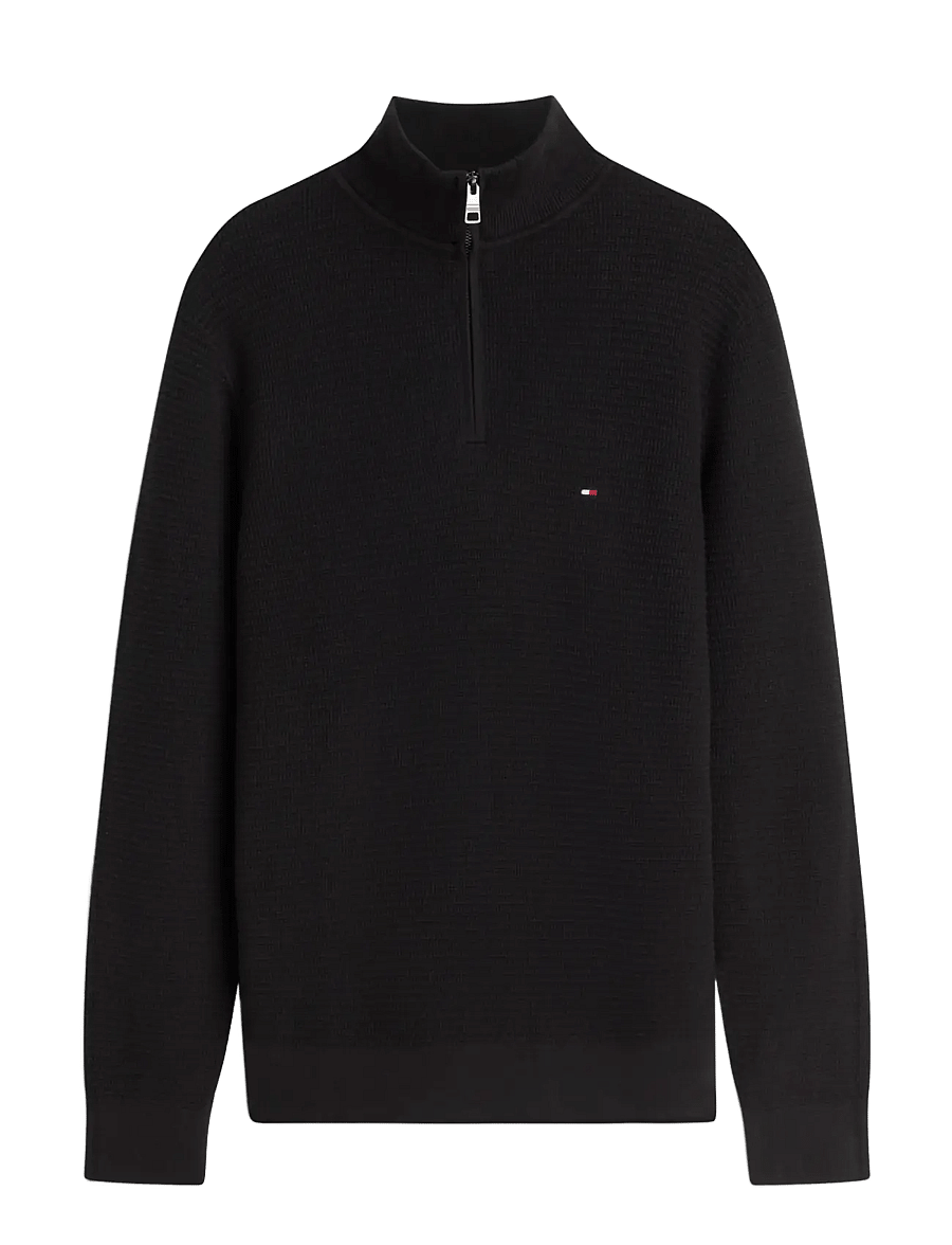 Tommy Hilfiger - PIMA CTN CASH STRUCTURE ZIP MOCK - black - 1