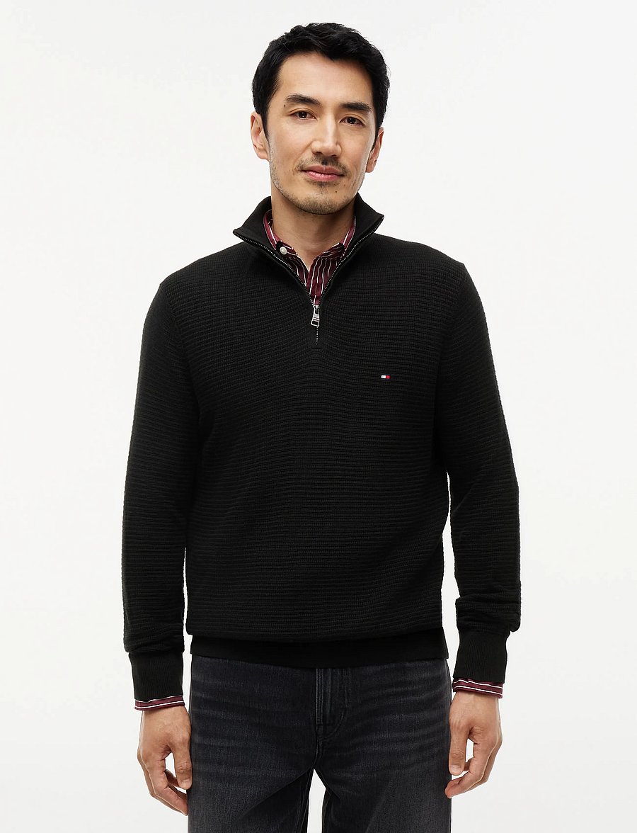 Tommy Hilfiger - PIMA CTN CASH STRUCTURE ZIP MOCK - black - 0