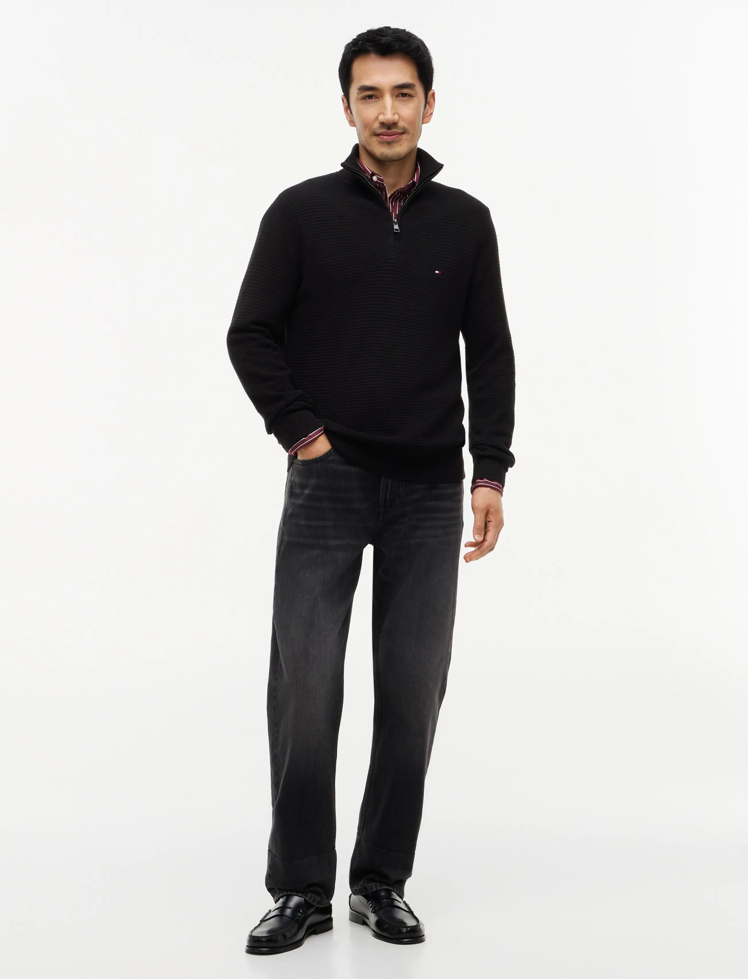 Tommy Hilfiger - PIMA CTN CASH STRUCTURE ZIP MOCK - black - 4