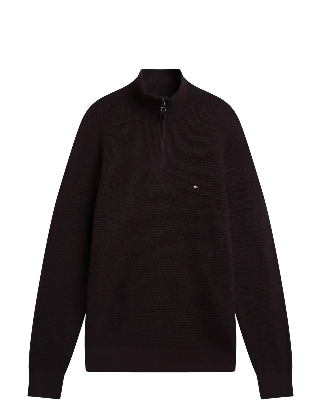 Tommy Hilfiger PIMA CTN CASH STRUCTURE ZIP MOCK - Stickat - CHOCOLATE / brown