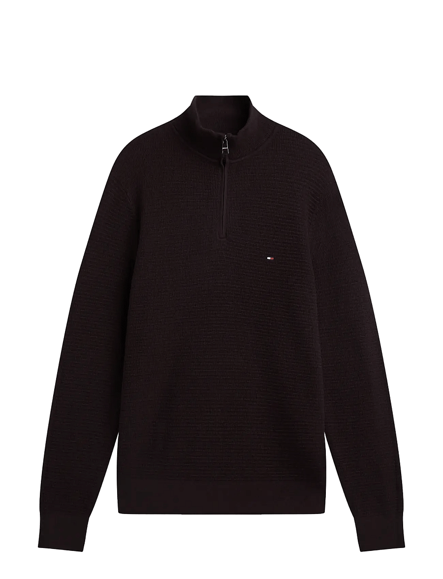 Tommy Hilfiger - PIMA CTN CASH STRUCTURE ZIP MOCK - half zip-tröjor - chocolate - 1