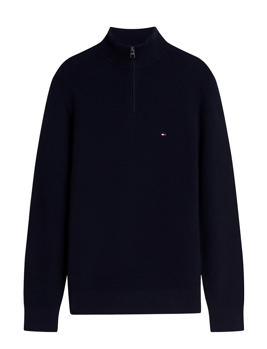 Tommy Hilfiger - PIMA CTN CASH STRUCTURE ZIP MOCK - pullover mit halbem reißverschluss - navy blue - 1