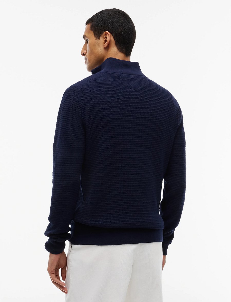 Tommy Hilfiger - PIMA CTN CASH STRUCTURE ZIP MOCK - pullover mit halbem reißverschluss - navy blue - 2