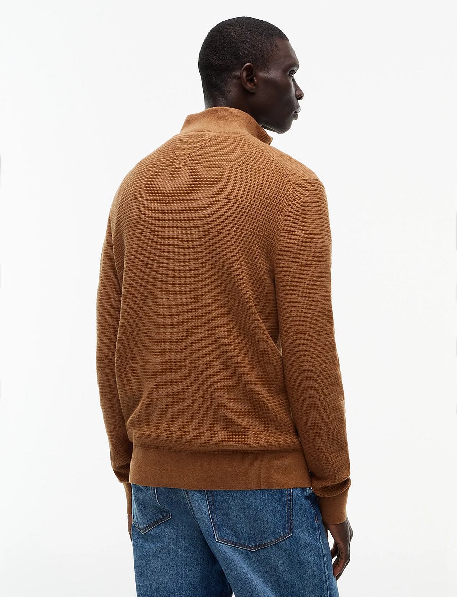 Tommy Hilfiger - PIMA CTN CASH STRUCTURE ZIP MOCK - pullover mit halbem reißverschluss - timeless tawny heather - 2