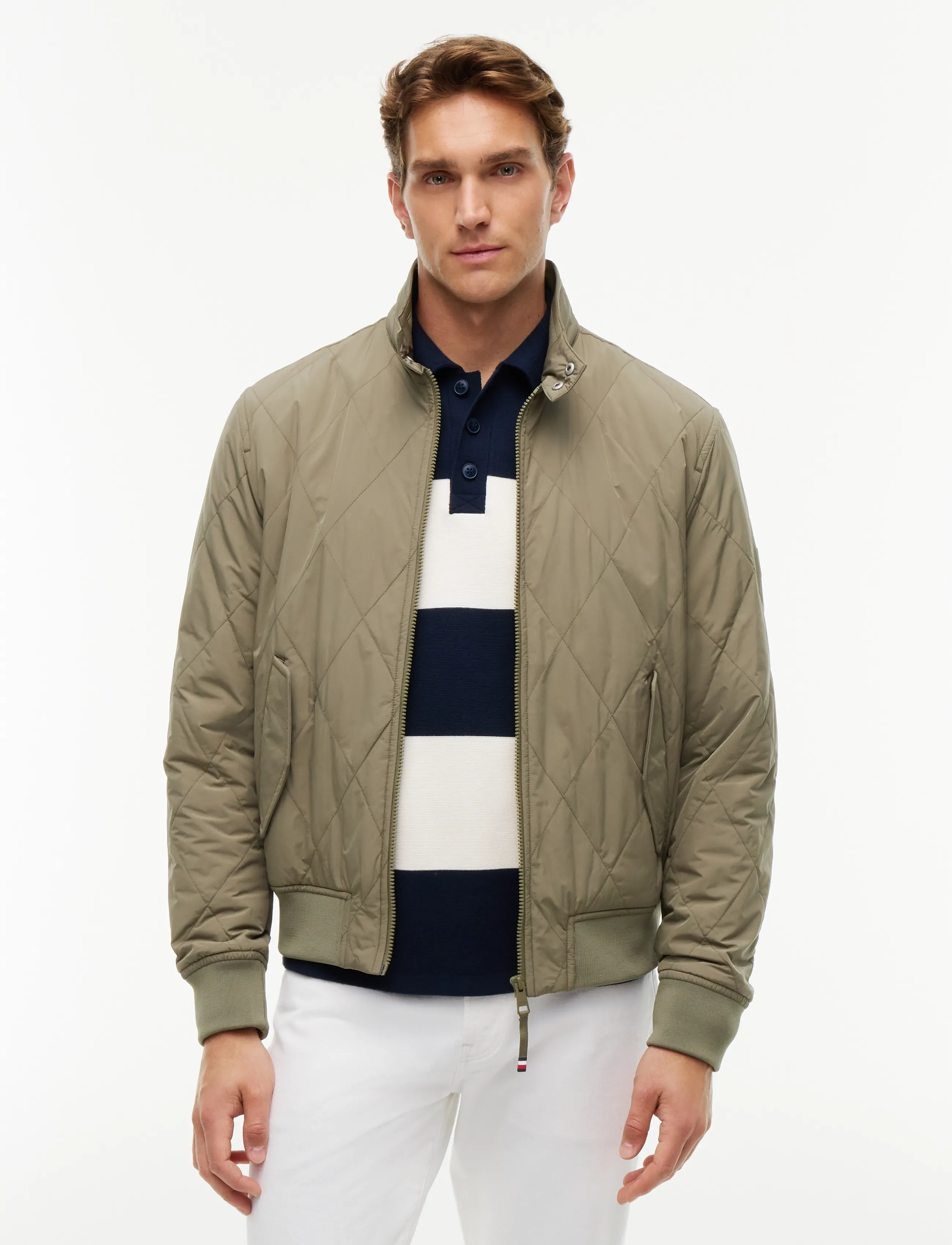 Tommy Hilfiger Packable Quilted Harrington, S, Jackets, Khakigrün - Männerswear