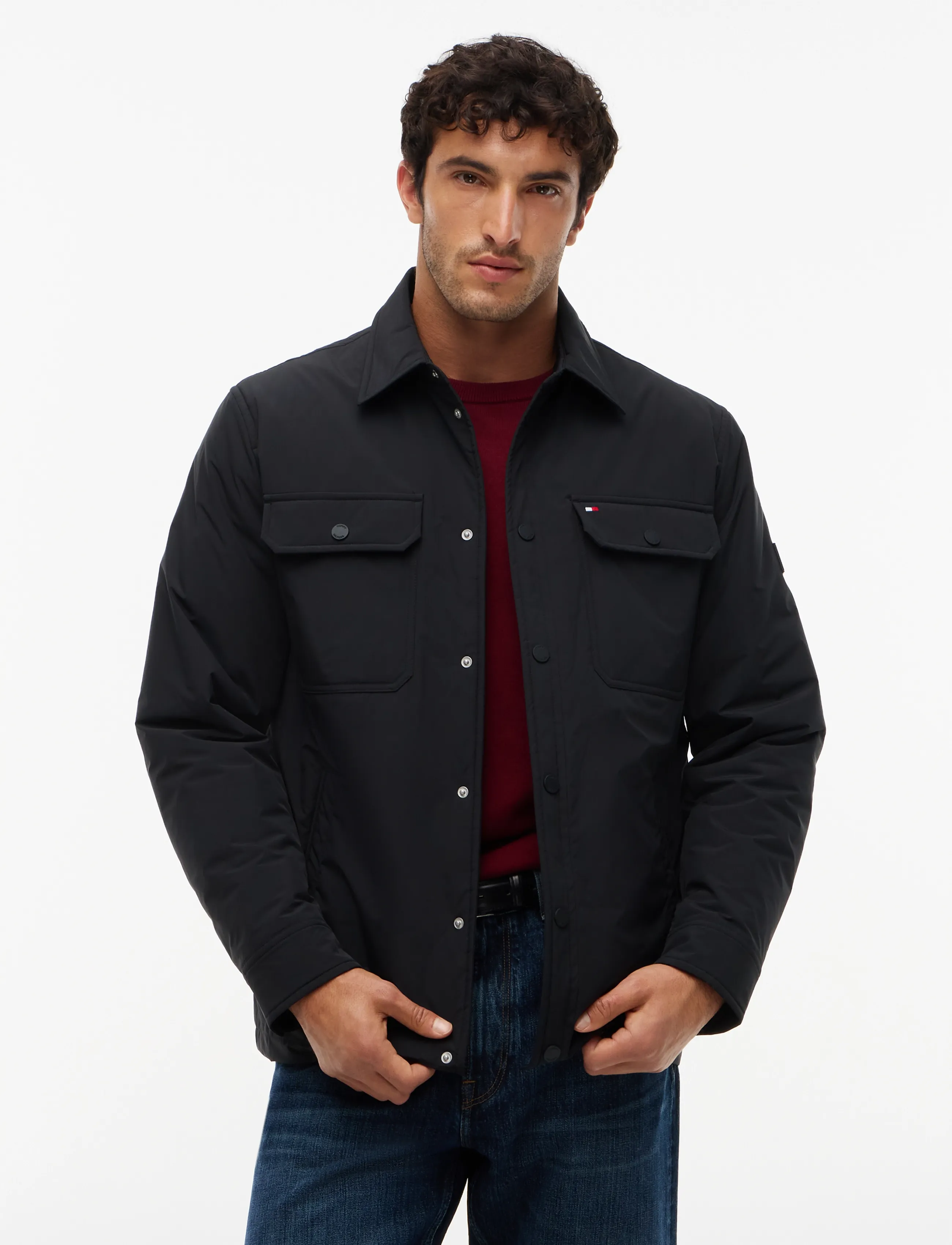 Tommy Hilfiger Packable Lw Shirt Jacket, M, Jackets, Schwarz - Light Männerswear