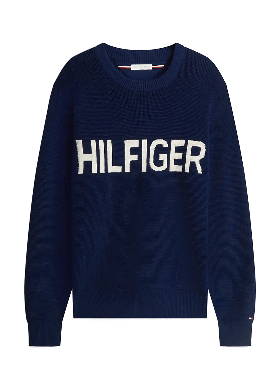 Tommy Hilfiger - WAFFLE COTTON GRAPHIC CREW NECK - rundhals - carbon navy - 1