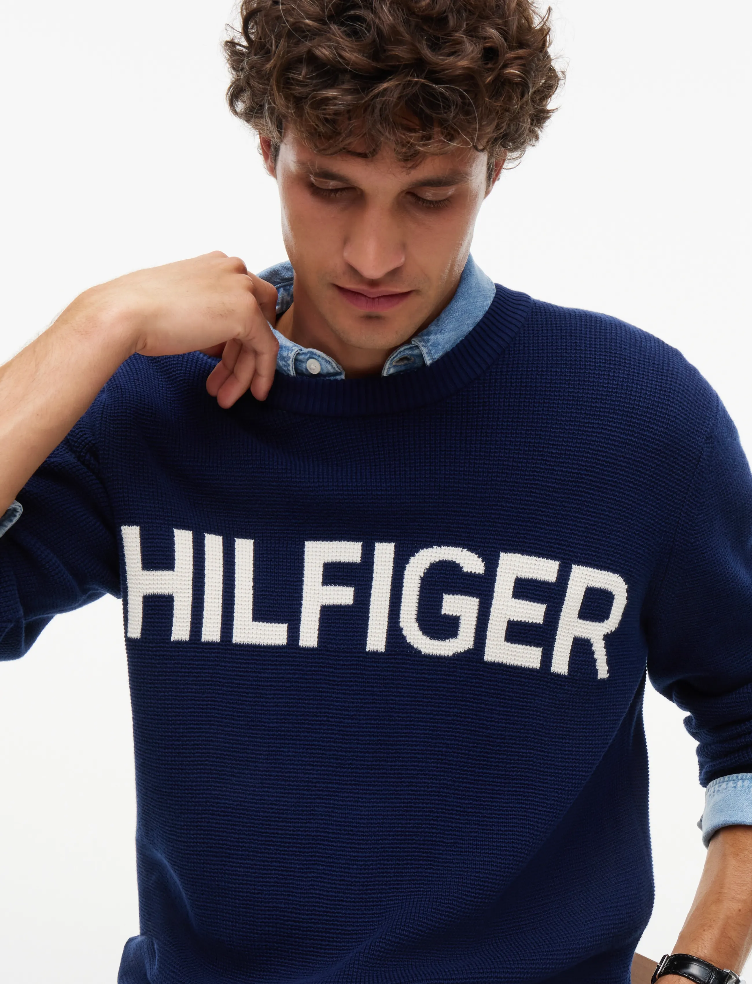 Tommy Hilfiger - WAFFLE COTTON GRAPHIC CREW NECK - carbon navy - 3