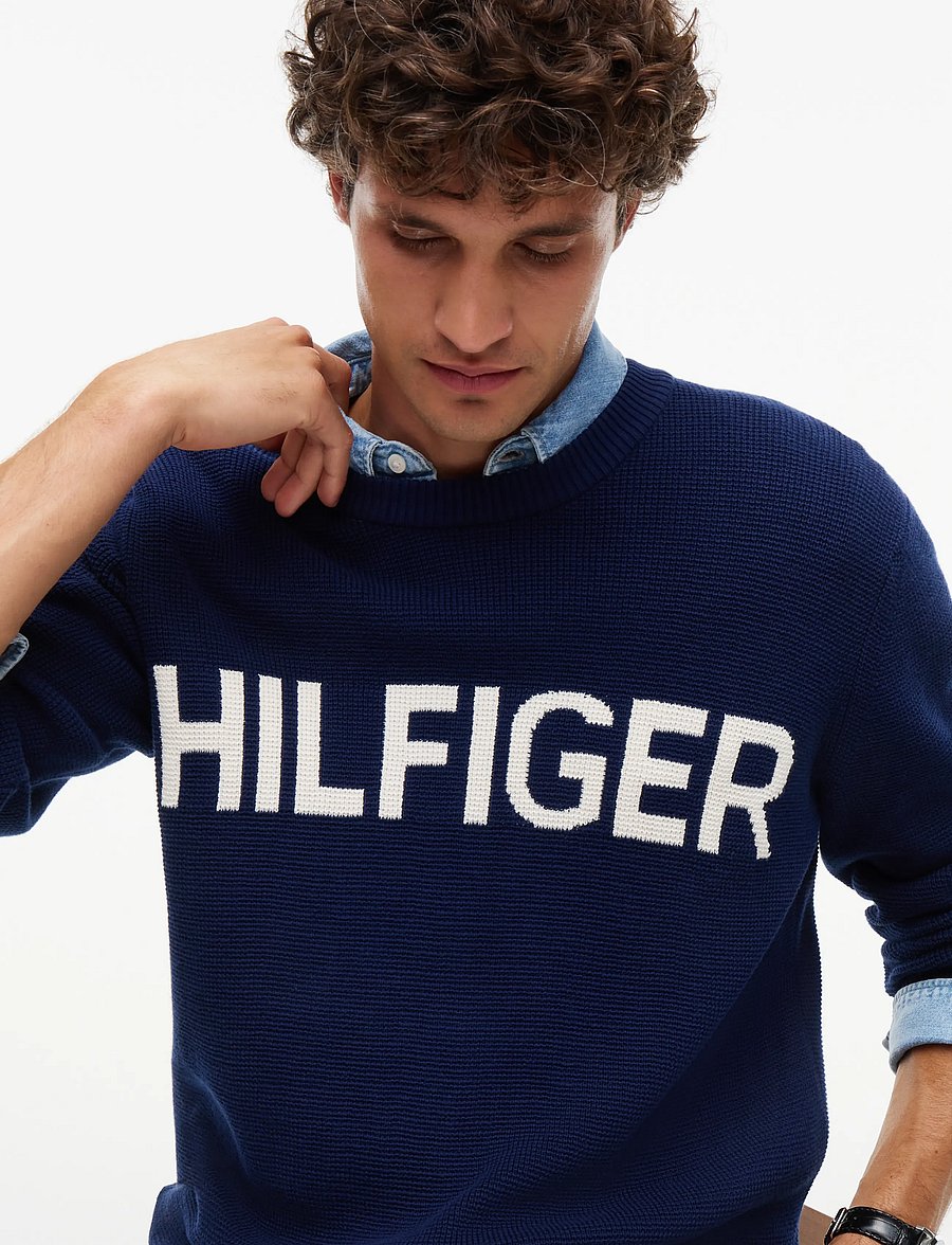 Tommy Hilfiger - WAFFLE COTTON GRAPHIC CREW NECK - rundhals - carbon navy - 3