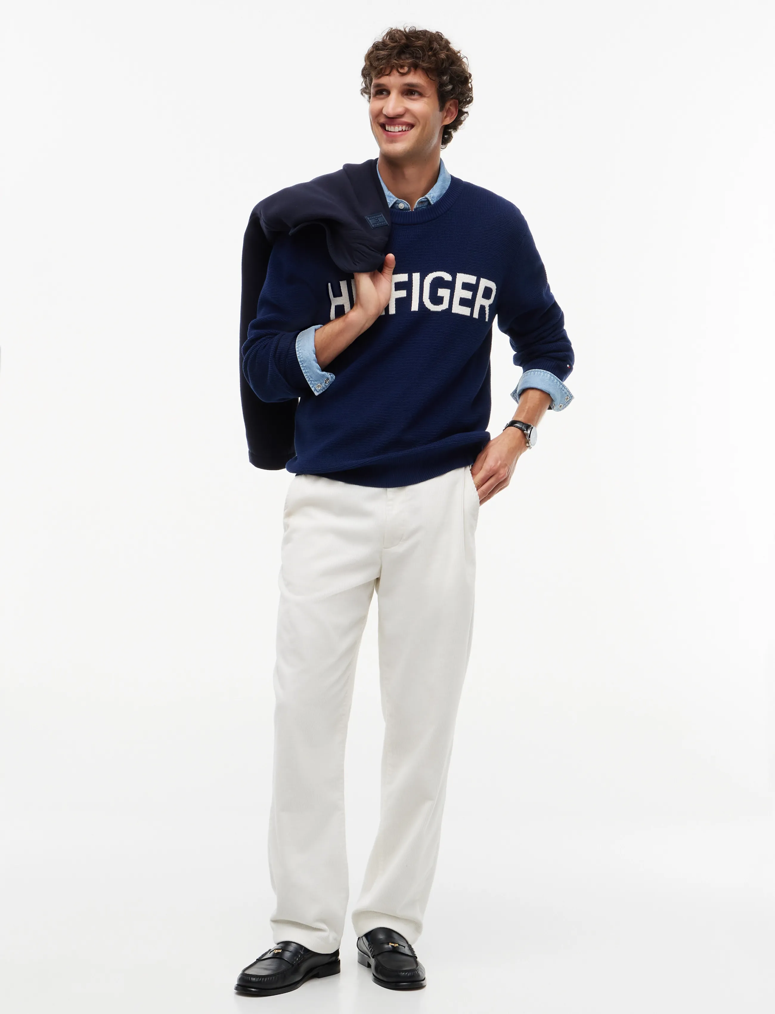 Tommy Hilfiger - WAFFLE COTTON GRAPHIC CREW NECK - carbon navy - 4