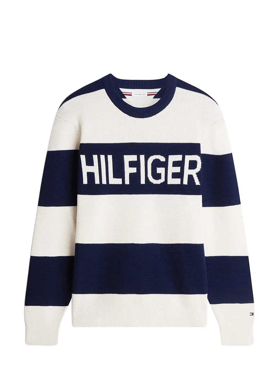 Tommy Hilfiger - WAFFLE COTTON GRAPHIC CREW NECK - rundhals - carbon navy ivory petal - 1
