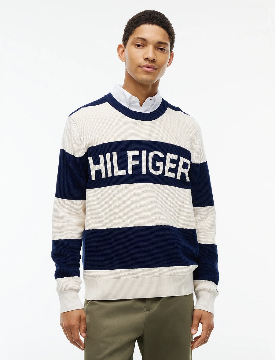 Tommy Hilfiger - WAFFLE COTTON GRAPHIC CREW NECK - rundhals - carbon navy ivory petal - 0