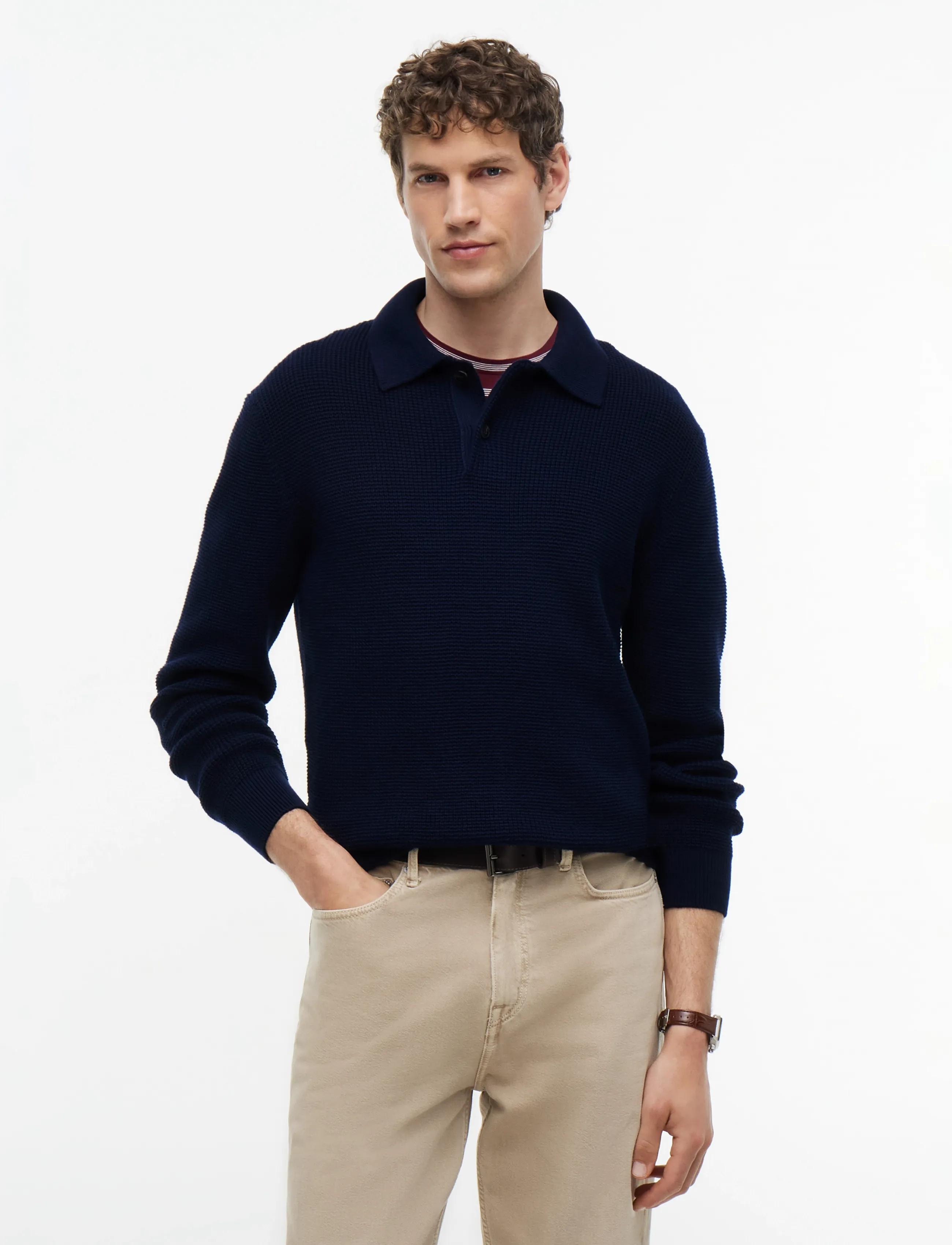 Tommy Hilfiger WAFFLE STRUCTURE RUGBY - Tommy Hilfiger - CARBON NAVY / navy