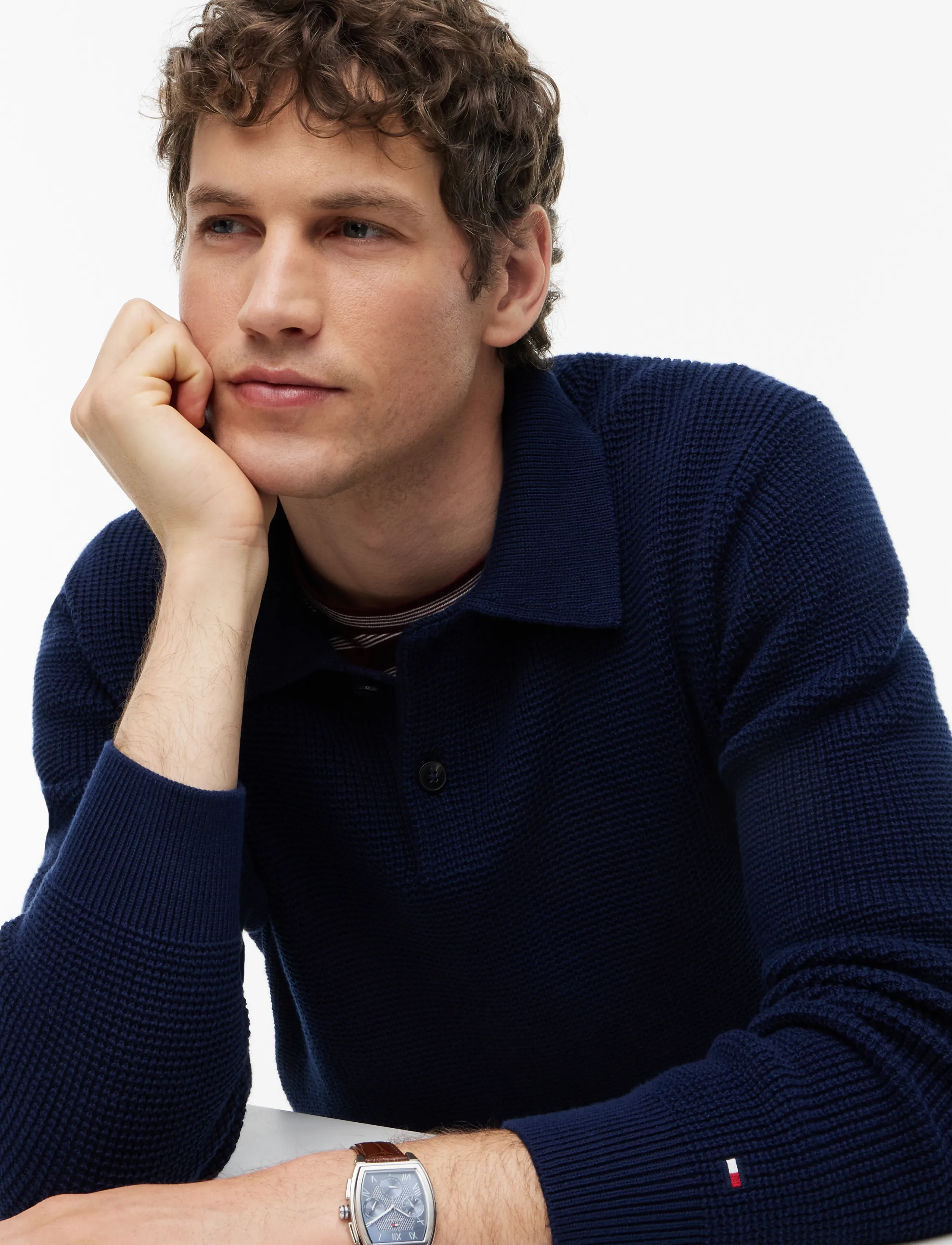 Tommy Hilfiger - WAFFLE STRUCTURE RUGBY - poloer i strik med lange ærmer - carbon navy - 3