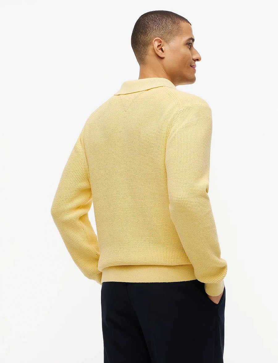 Tommy Hilfiger - WAFFLE STRUCTURE RUGBY - långärmade stickade pikétröjor - light daffodil - 2