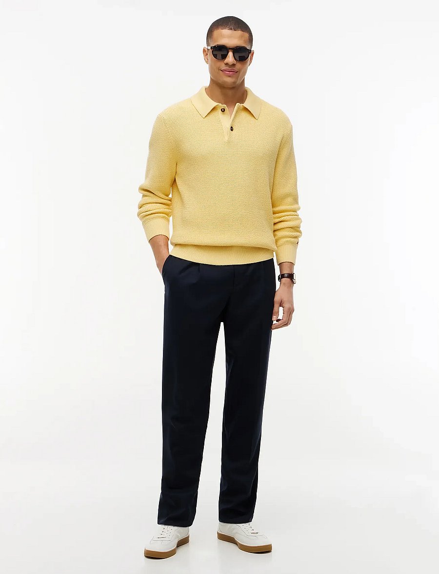 Tommy Hilfiger - WAFFLE STRUCTURE RUGBY - långärmade stickade pikétröjor - light daffodil - 4