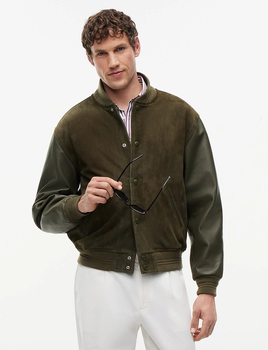 Tommy Hilfiger - SUEDE VARSITY - kolledžijakid - platinum olive - 0