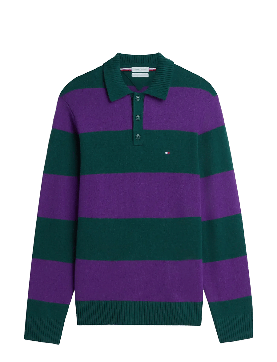 Tommy Hilfiger - LAMBSWOOL LS POLO - poloer i strik med lange ærmer - ornamental green navy blue - 1