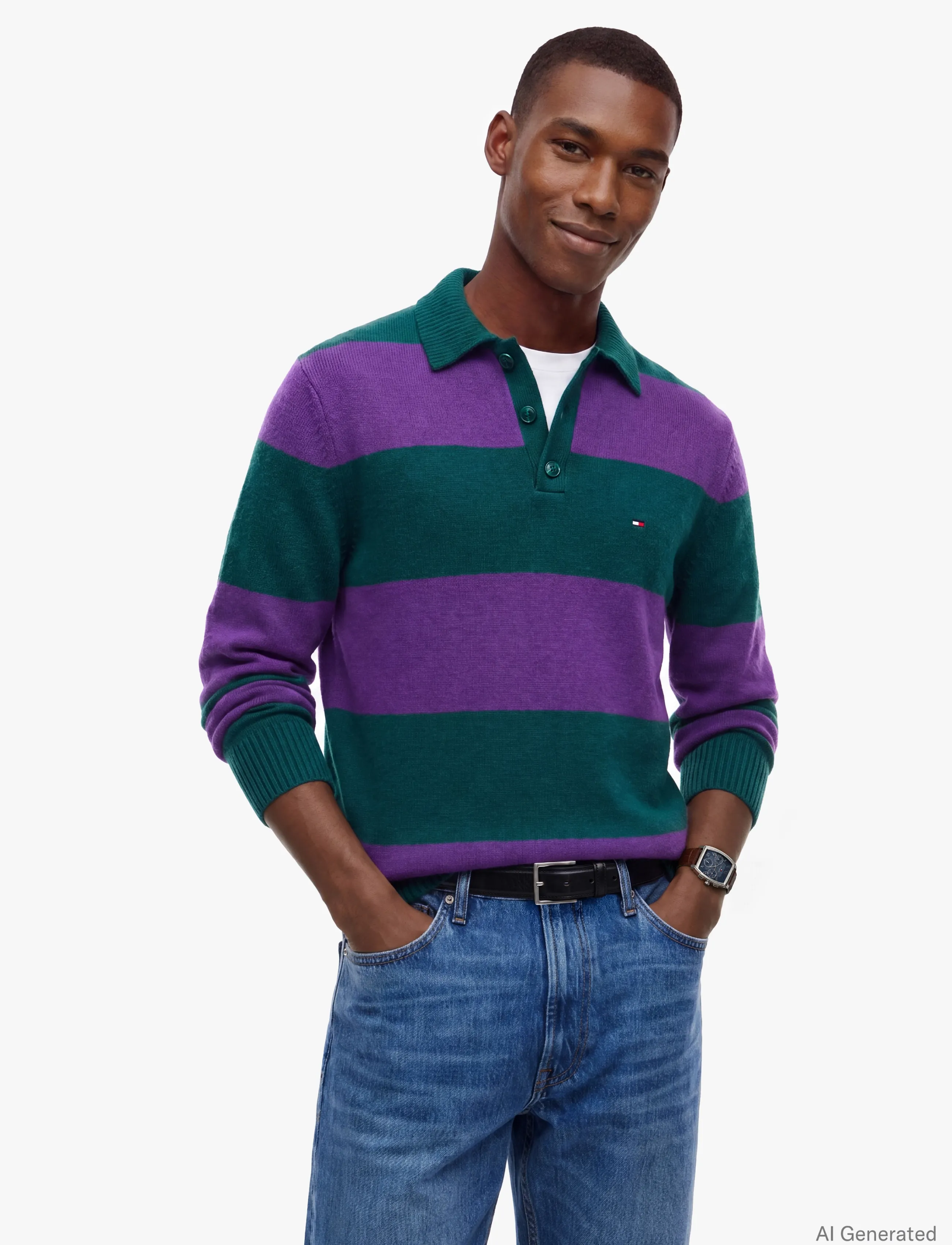 Tommy Hilfiger LAMBSWOOL LS POLO - Tommy Hilfiger - ORNAMENTAL GREEN  NAVY BLUE / green