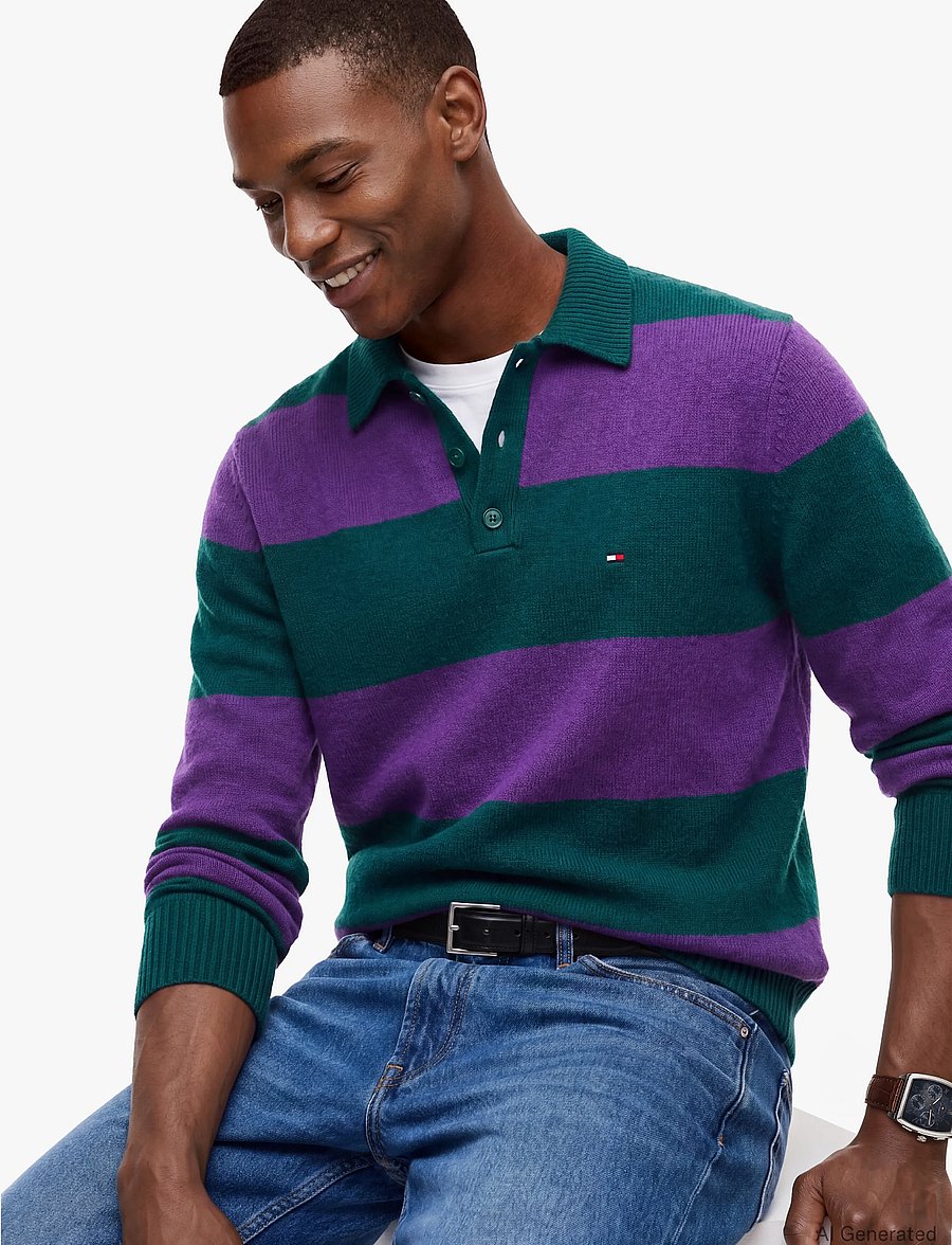 Tommy Hilfiger - LAMBSWOOL LS POLO - poloer i strik med lange ærmer - ornamental green navy blue - 3