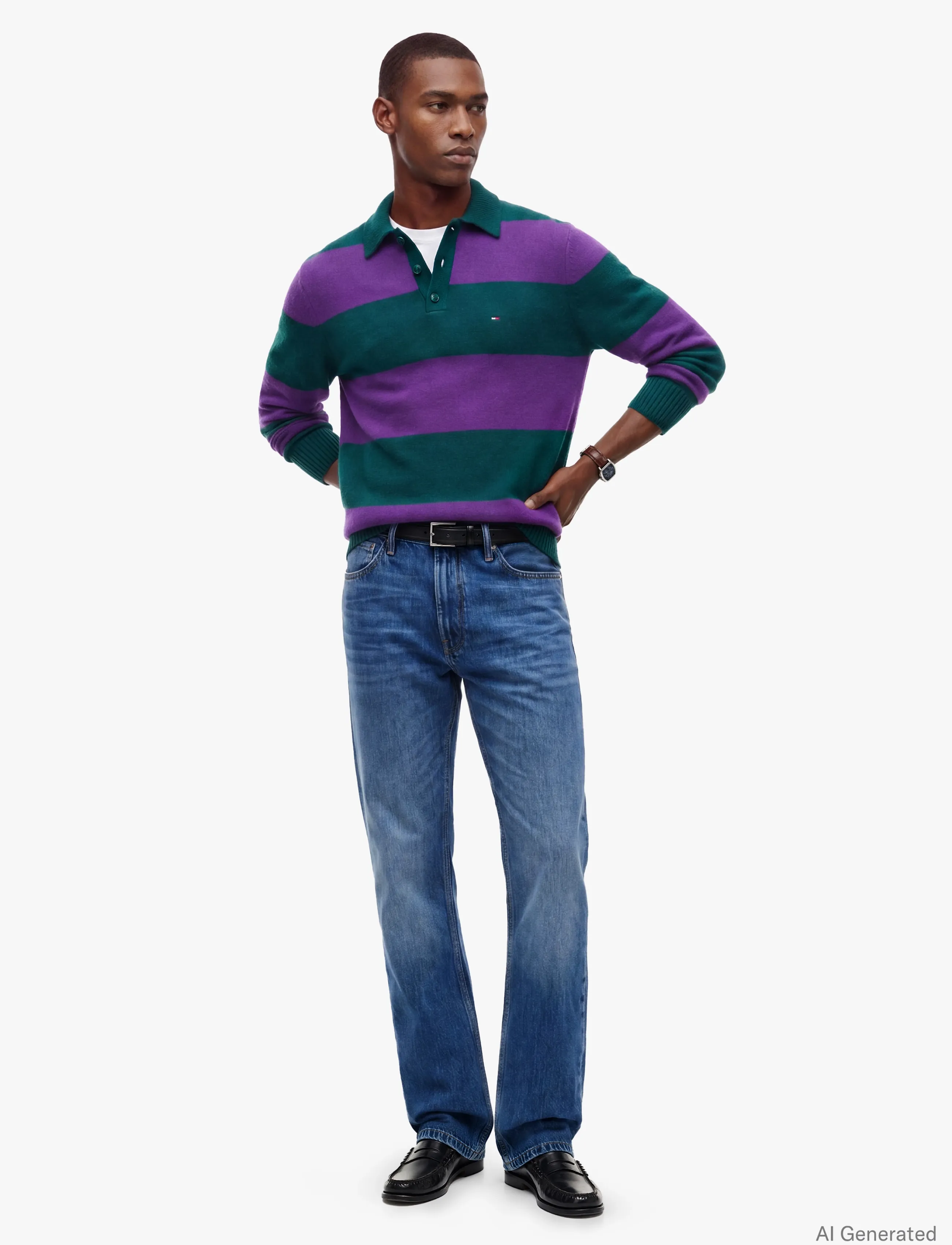 Tommy Hilfiger - LAMBSWOOL LS POLO - poloer i strik med lange ærmer - ornamental green  navy blue - 4