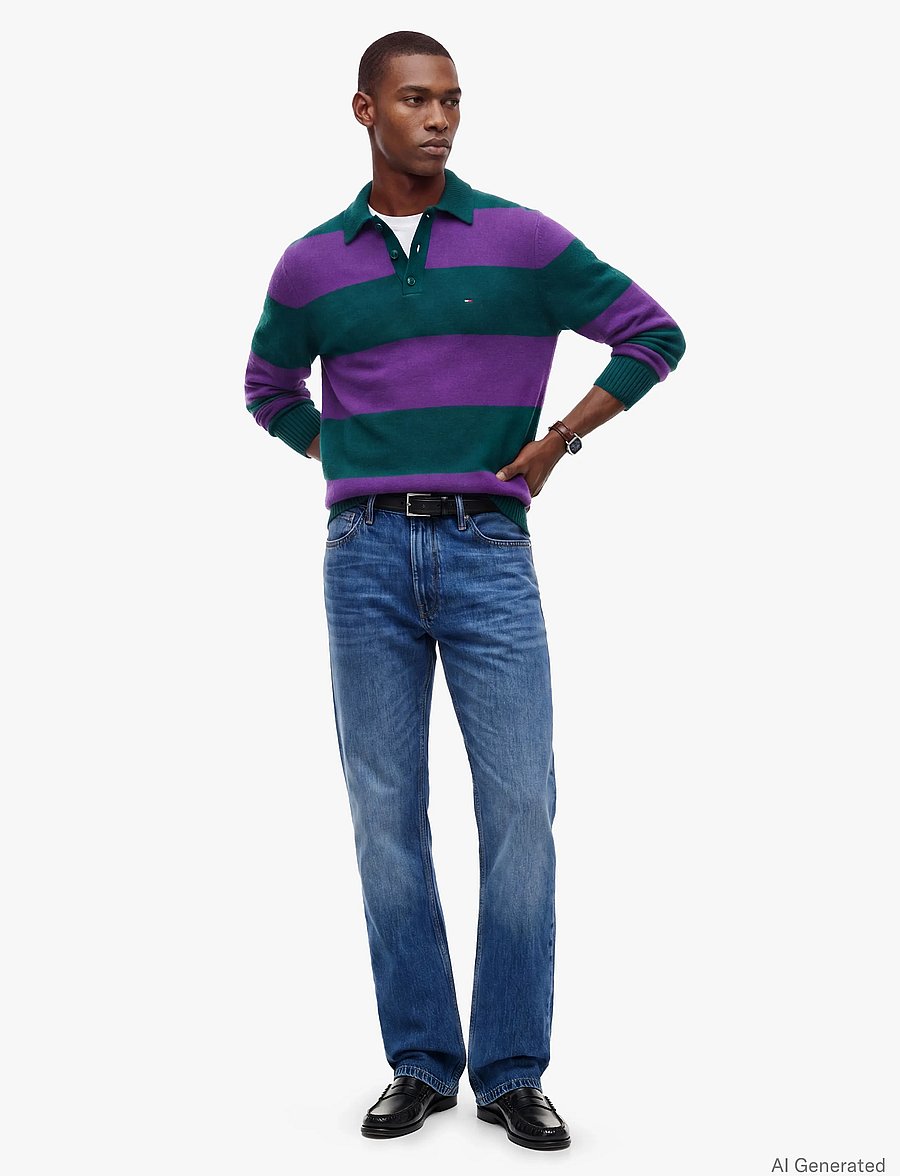 Tommy Hilfiger - LAMBSWOOL LS POLO - poloer i strik med lange ærmer - ornamental green navy blue - 4