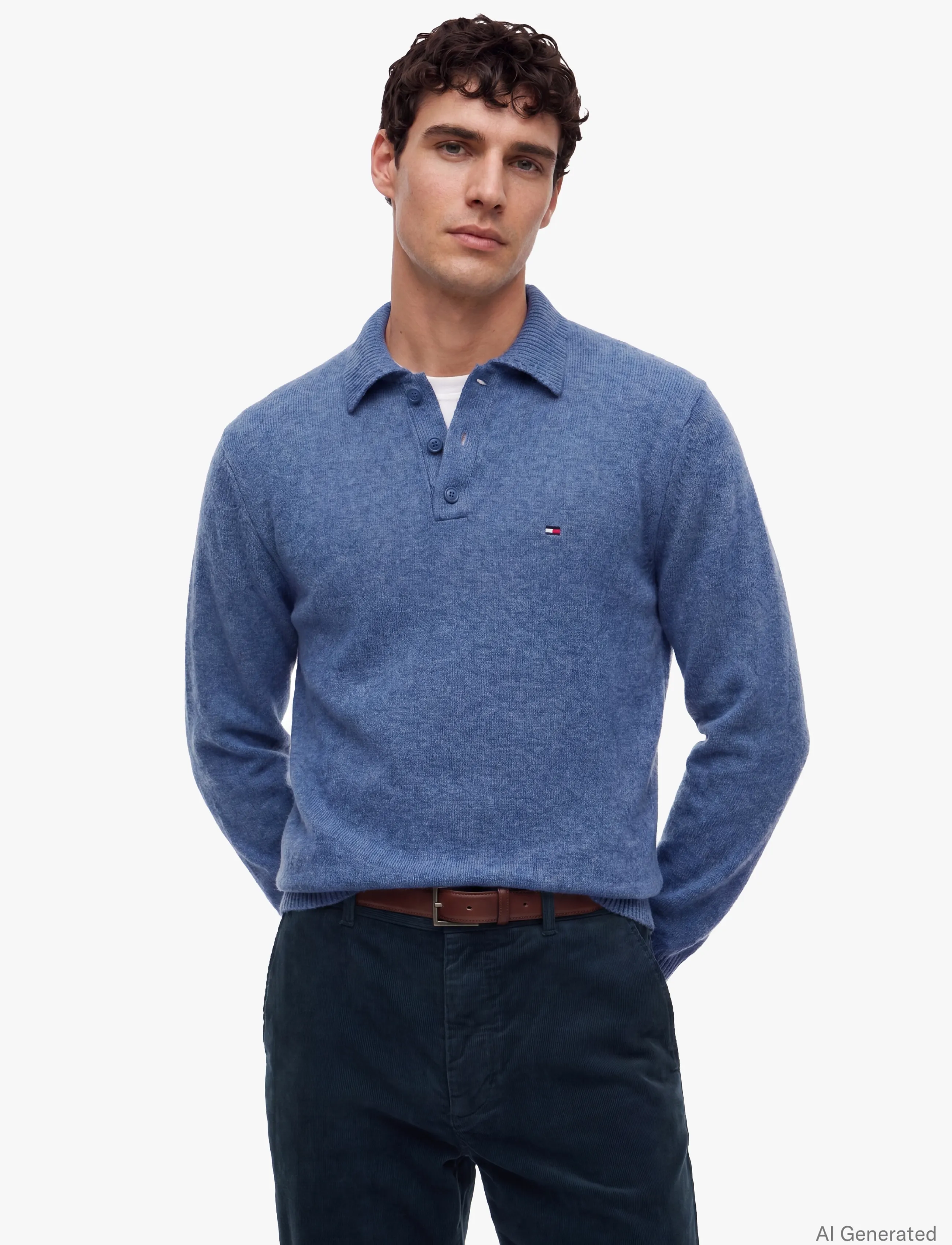 Tommy Hilfiger LAMBSWOOL LS POLO - Tommy Hilfiger - AEGEAN SEA HEATHER / blue