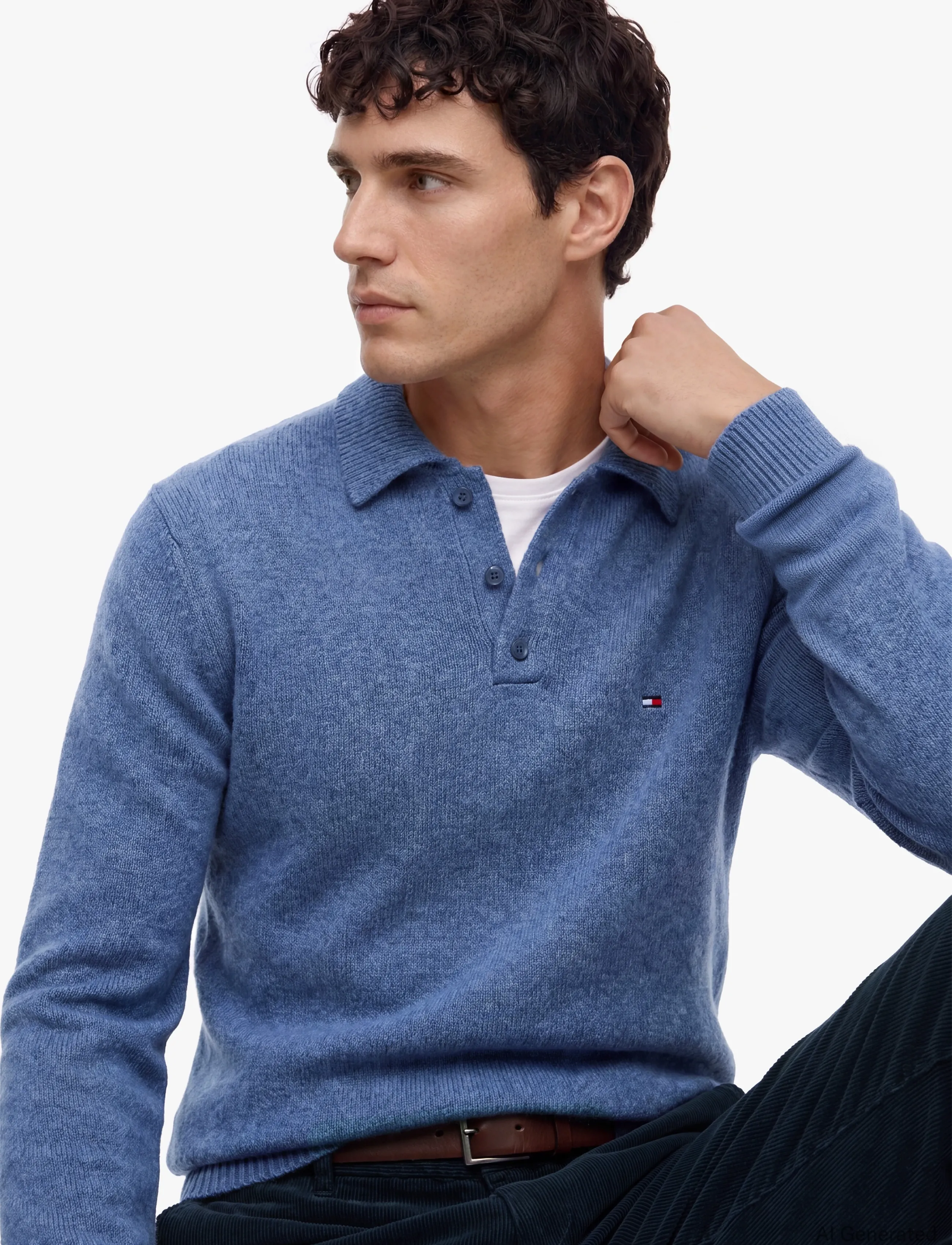 Tommy Hilfiger - LAMBSWOOL LS POLO - langärmelige strick-polohemden - aegean sea heather - 3