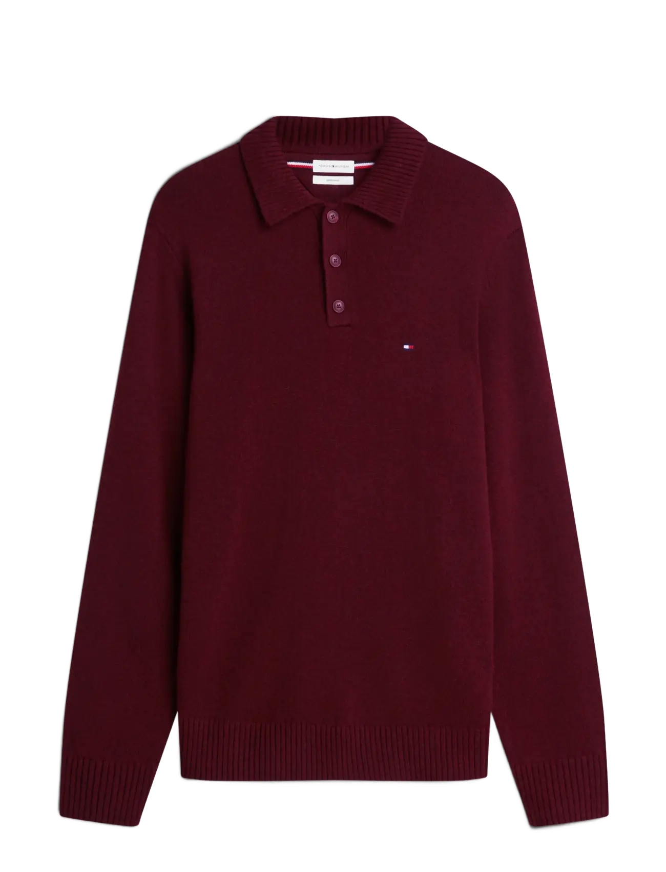 Tommy Hilfiger - LAMBSWOOL LS POLO - burgundy heather - 1