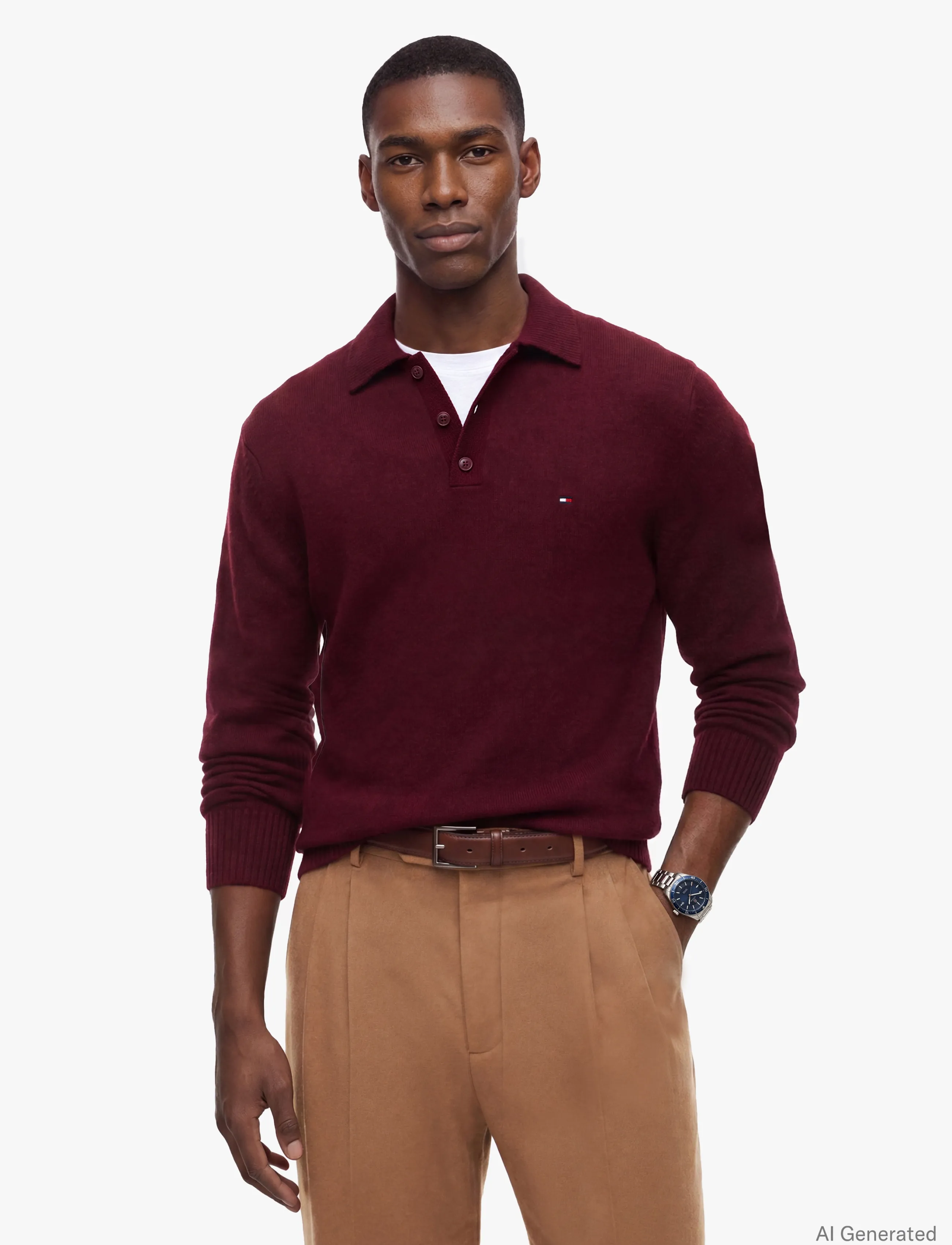Tommy Hilfiger LAMBSWOOL LS POLO - Kleidung - BURGUNDY HEATHER / burgundy