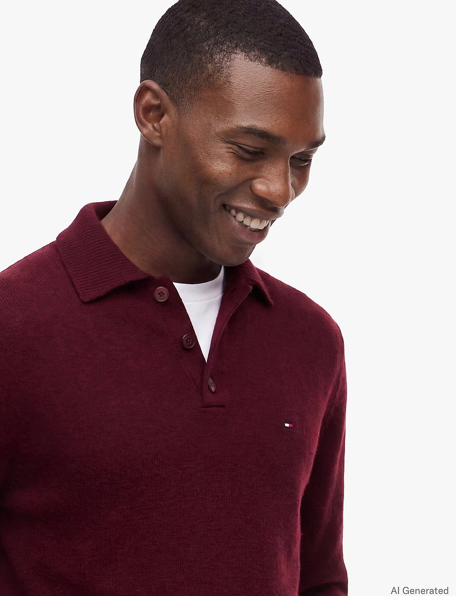Tommy Hilfiger - LAMBSWOOL LS POLO - poloer i strik med lange ærmer - burgundy heather - 3