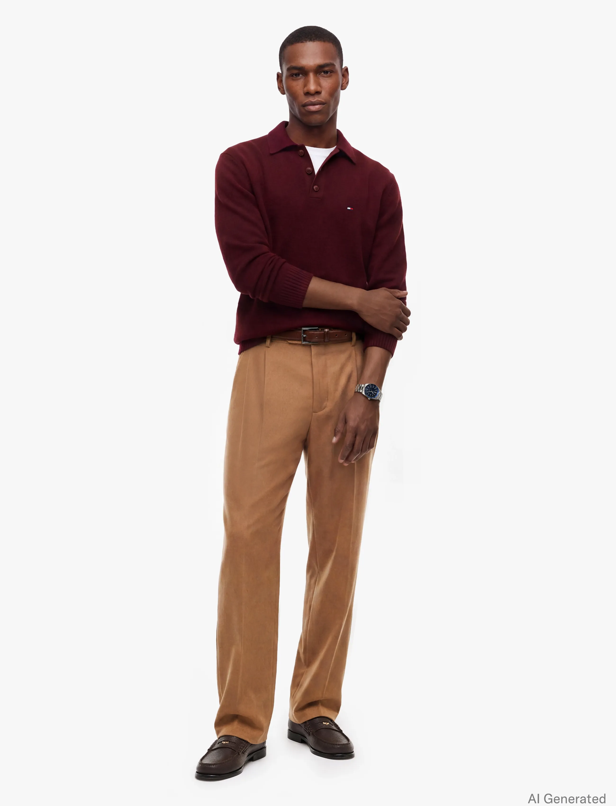 Tommy Hilfiger - LAMBSWOOL LS POLO - burgundy heather - 4