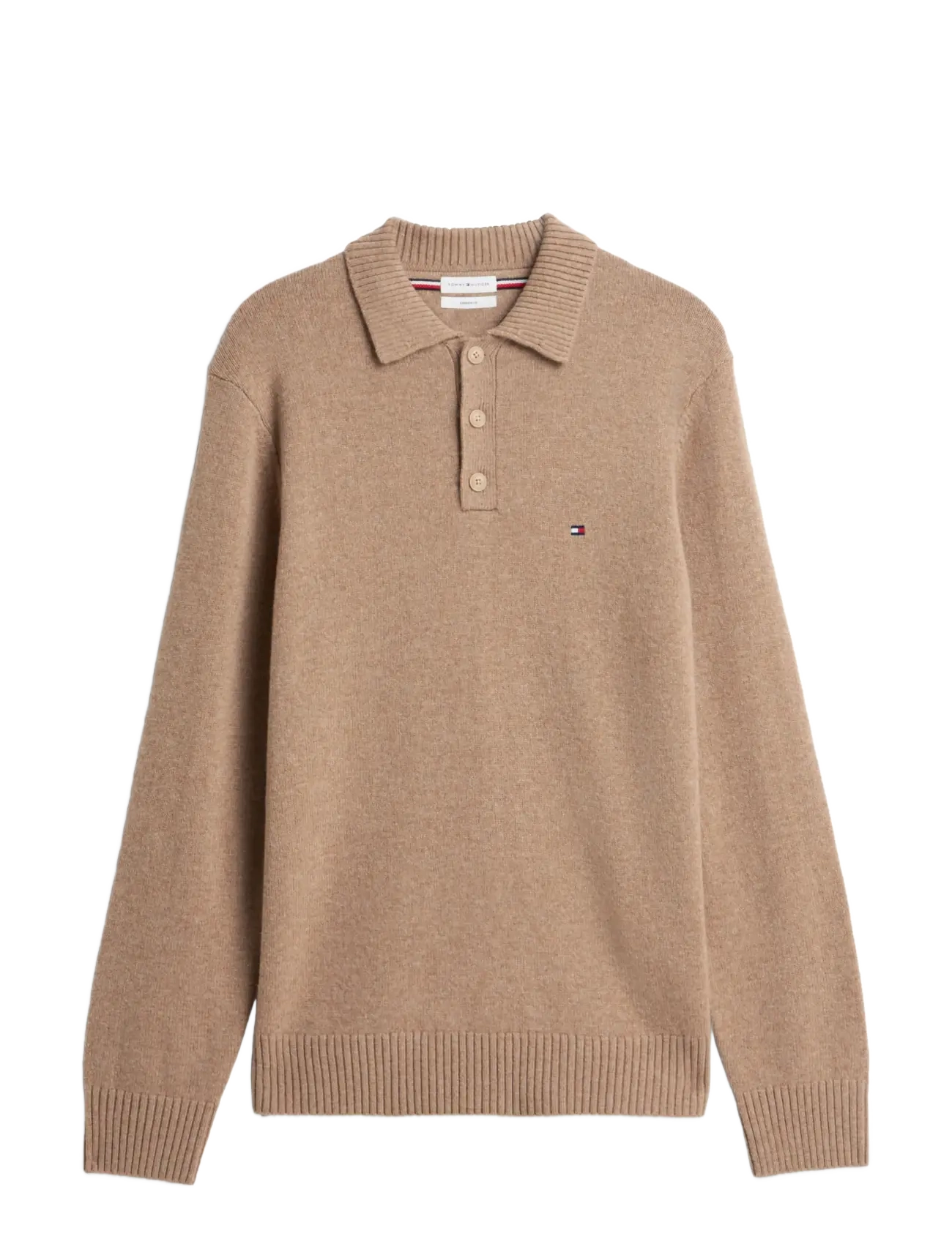 Tommy Hilfiger LAMBSWOOL LS POLO - Kleidung - SAFARI CANVAS HEATHER / beige