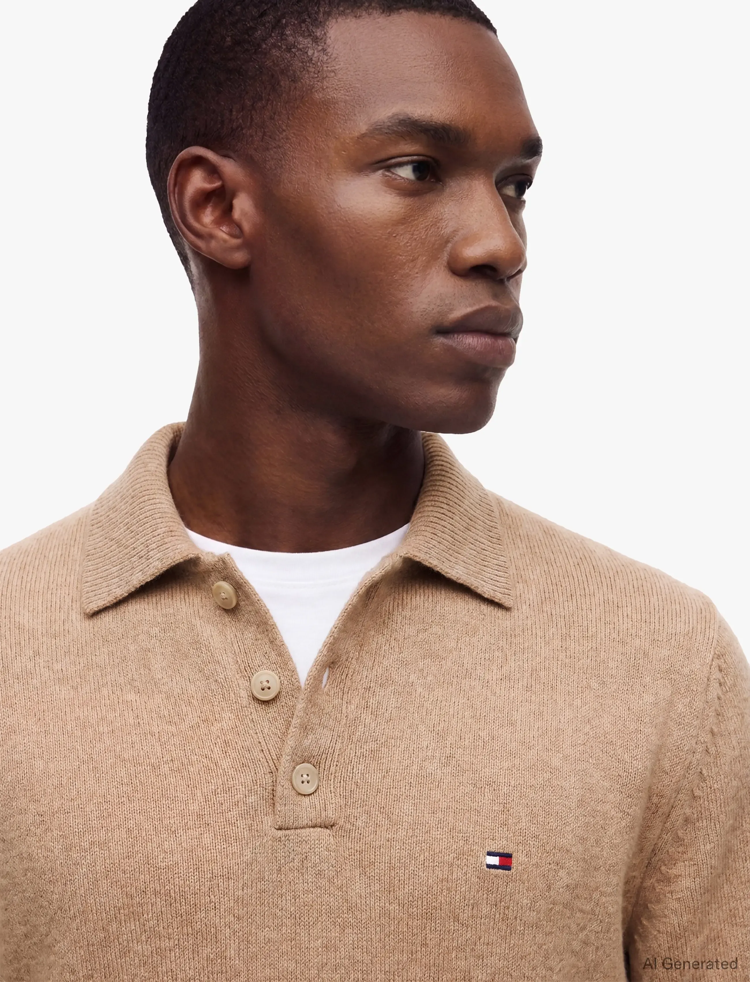Tommy Hilfiger - LAMBSWOOL LS POLO - poloer i strik med lange ærmer - safari canvas heather - 3