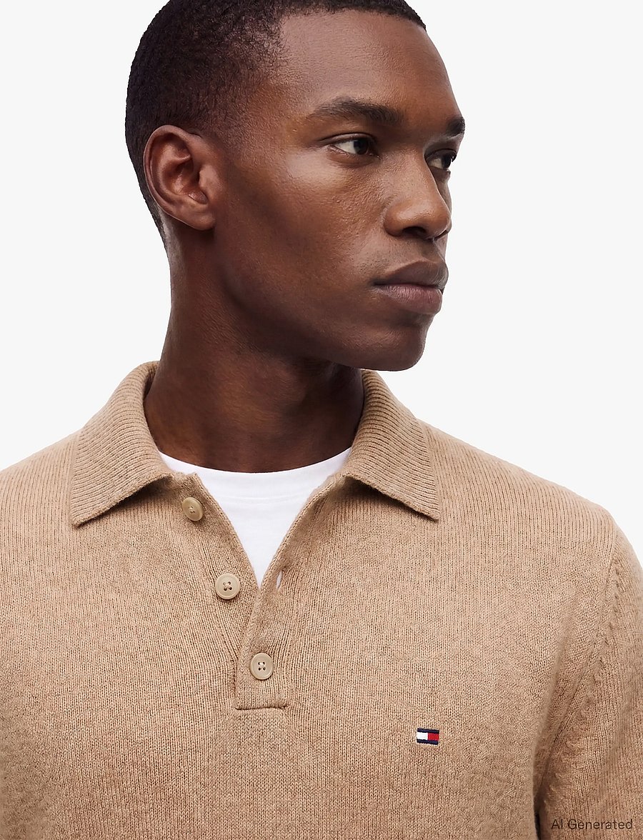 Tommy Hilfiger - LAMBSWOOL LS POLO - poloer i strik med lange ærmer - safari canvas heather - 3