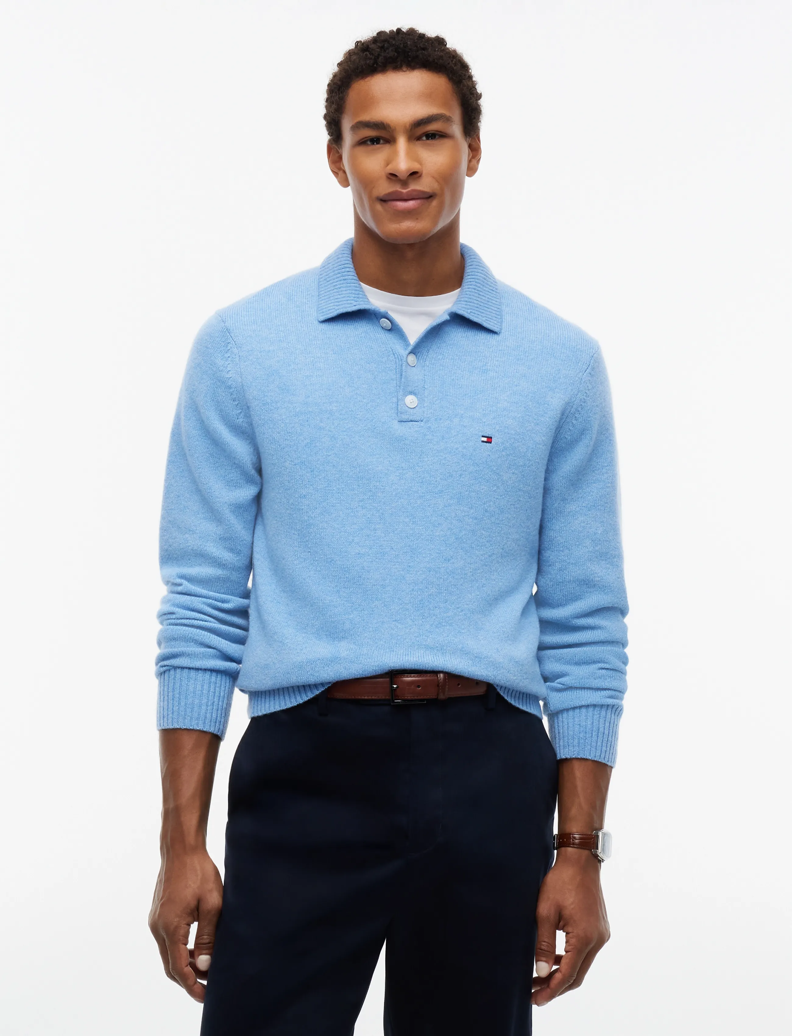Tommy Hilfiger LAMBSWOOL LS POLO - Kleidung - SKY BLUE HEATHER / blue