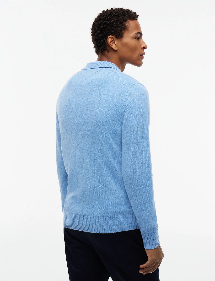 Tommy Hilfiger - LAMBSWOOL LS POLO - long-sleeved knitted polos - sky blue heather - 2