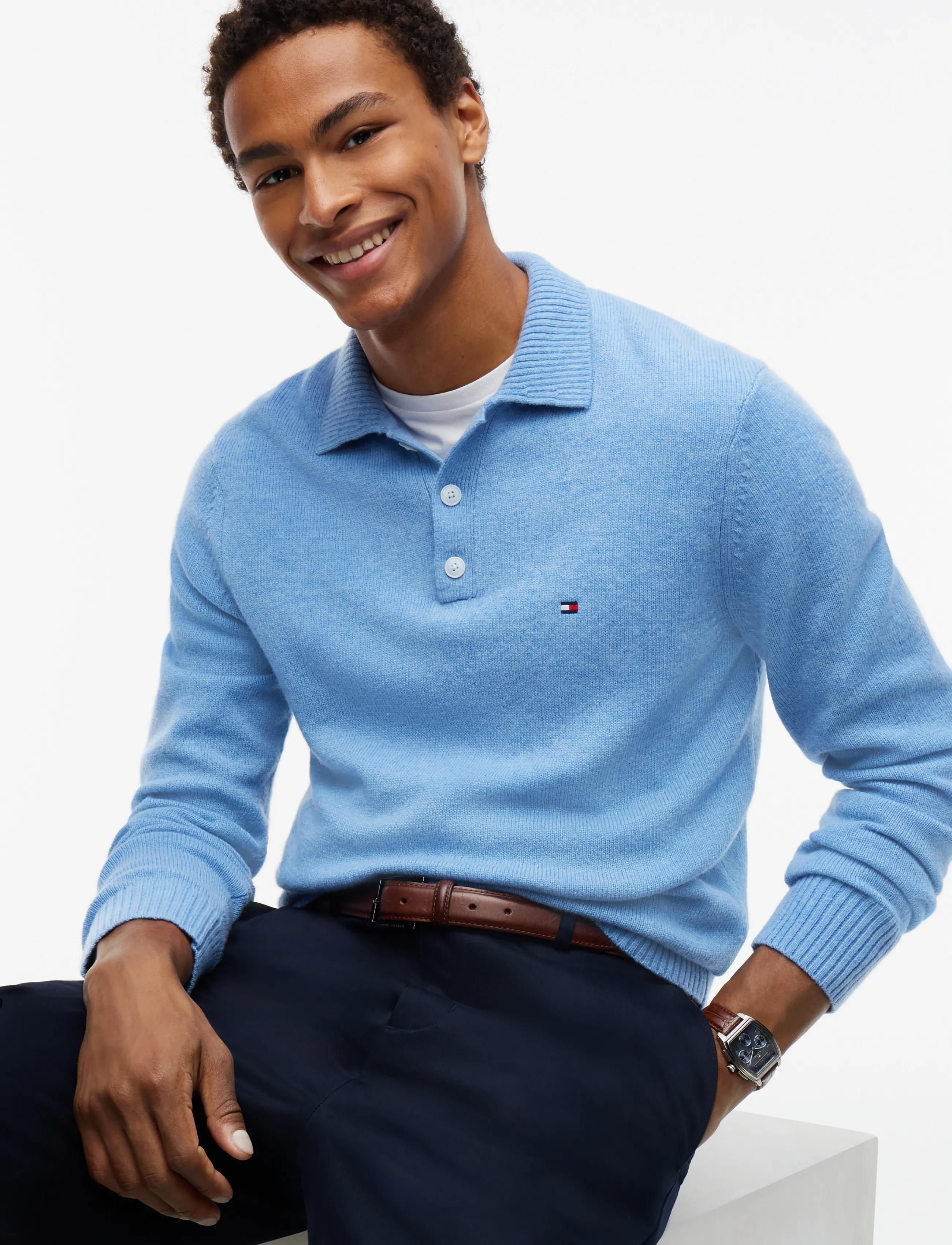 Tommy Hilfiger - LAMBSWOOL LS POLO - sky blue heather - 3