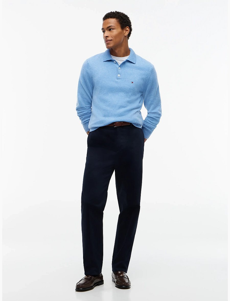 Tommy Hilfiger - LAMBSWOOL LS POLO - long-sleeved knitted polos - sky blue heather - 4