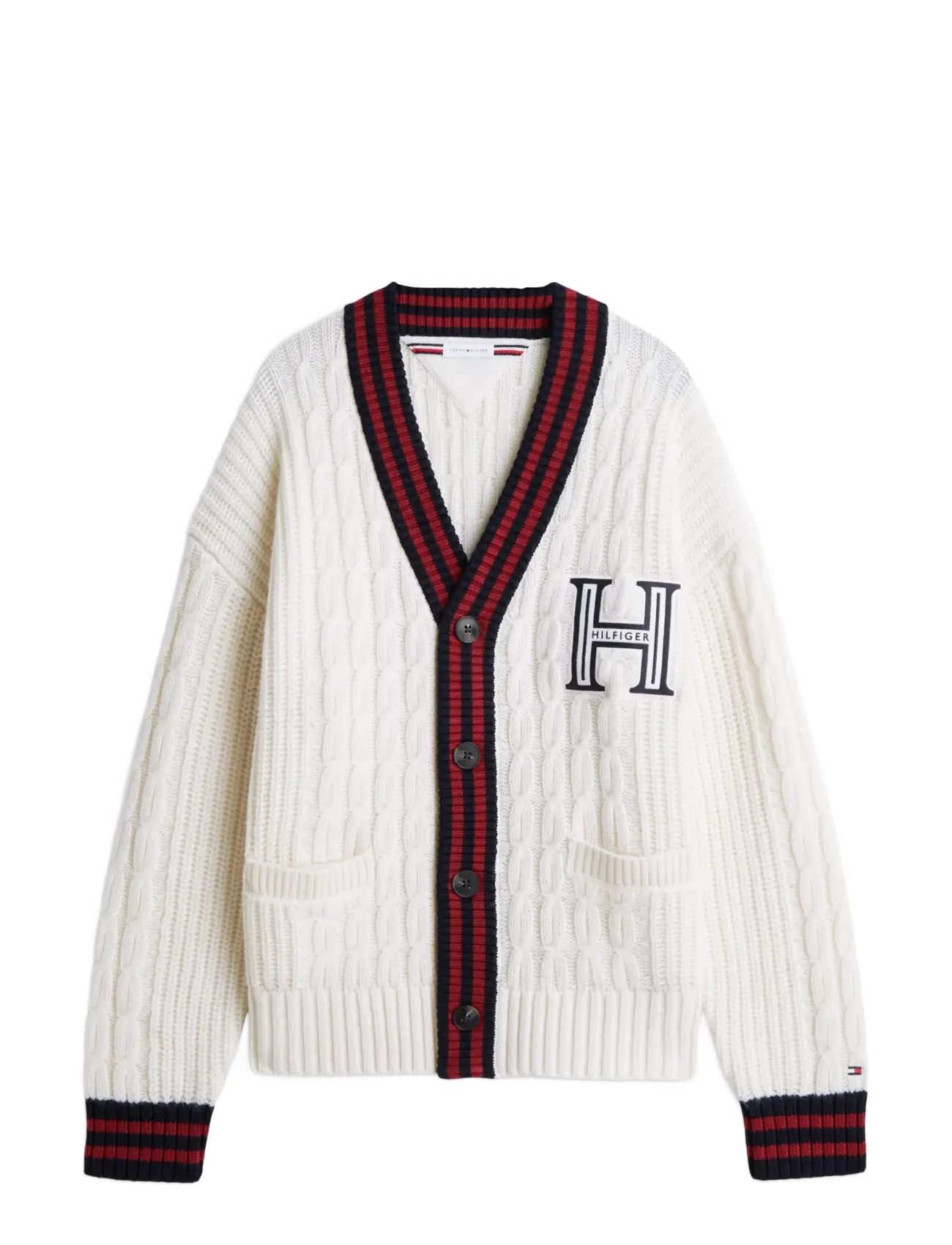 Tommy Hilfiger - CABLE LETTERMAN CARDIGAN - strickjacken - ivory petal - 1
