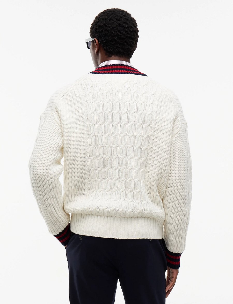 Tommy Hilfiger - CABLE LETTERMAN CARDIGAN - strickjacken - ivory petal - 2
