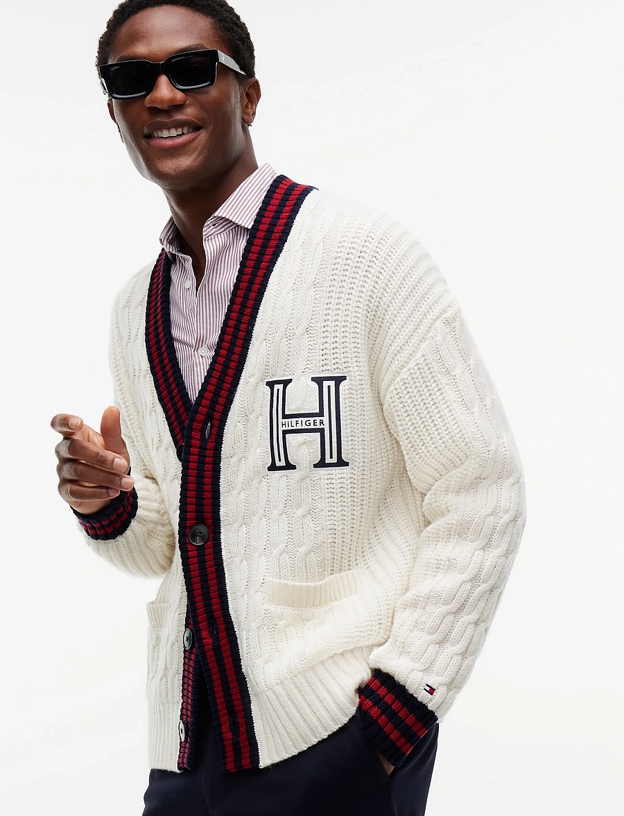 Tommy Hilfiger - CABLE LETTERMAN CARDIGAN - strickjacken - ivory petal - 3