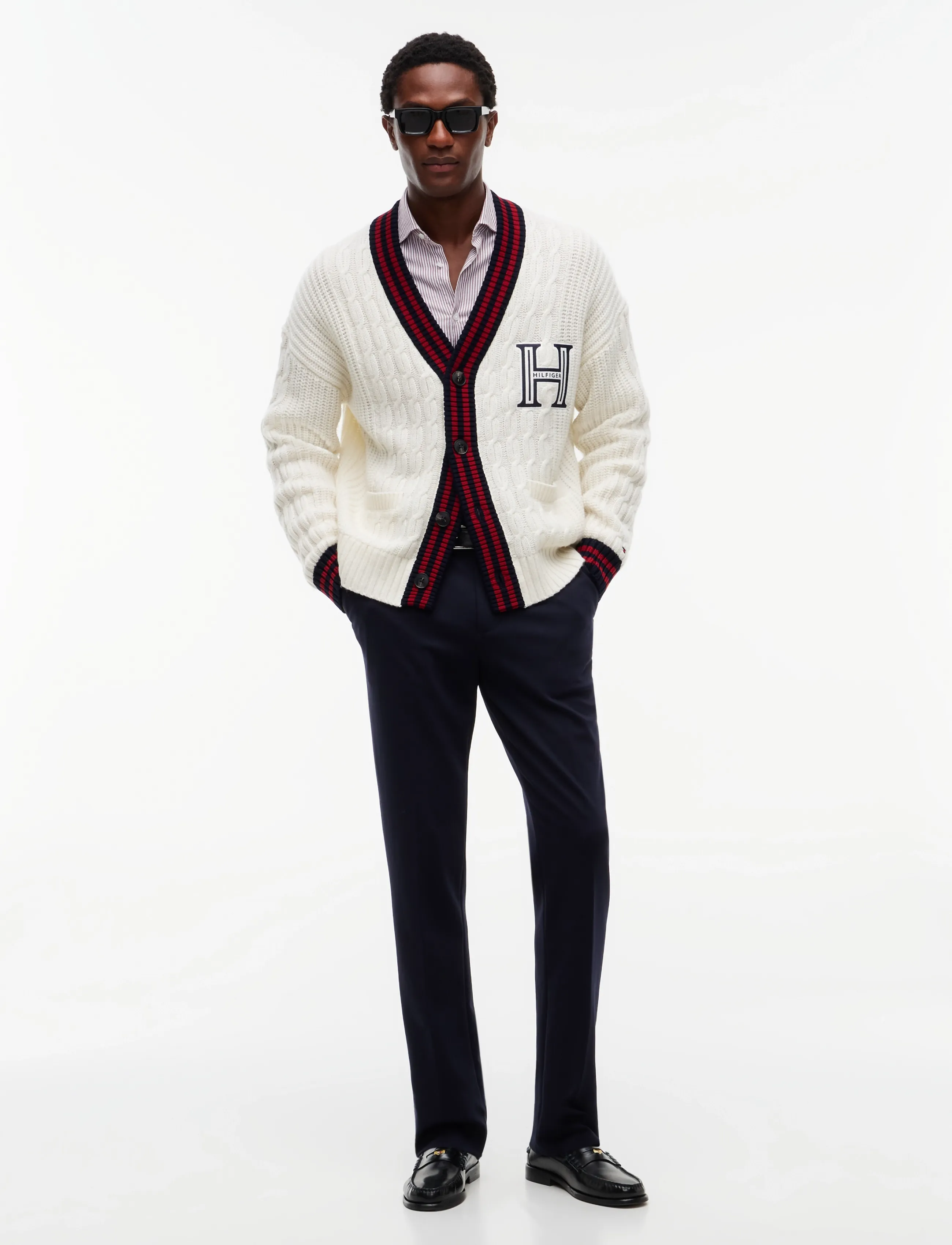 Tommy Hilfiger - CABLE LETTERMAN CARDIGAN - strickjacken - ivory petal - 4