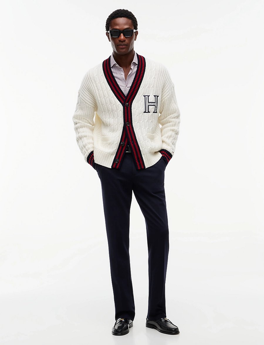 Tommy Hilfiger - CABLE LETTERMAN CARDIGAN - strickjacken - ivory petal - 4