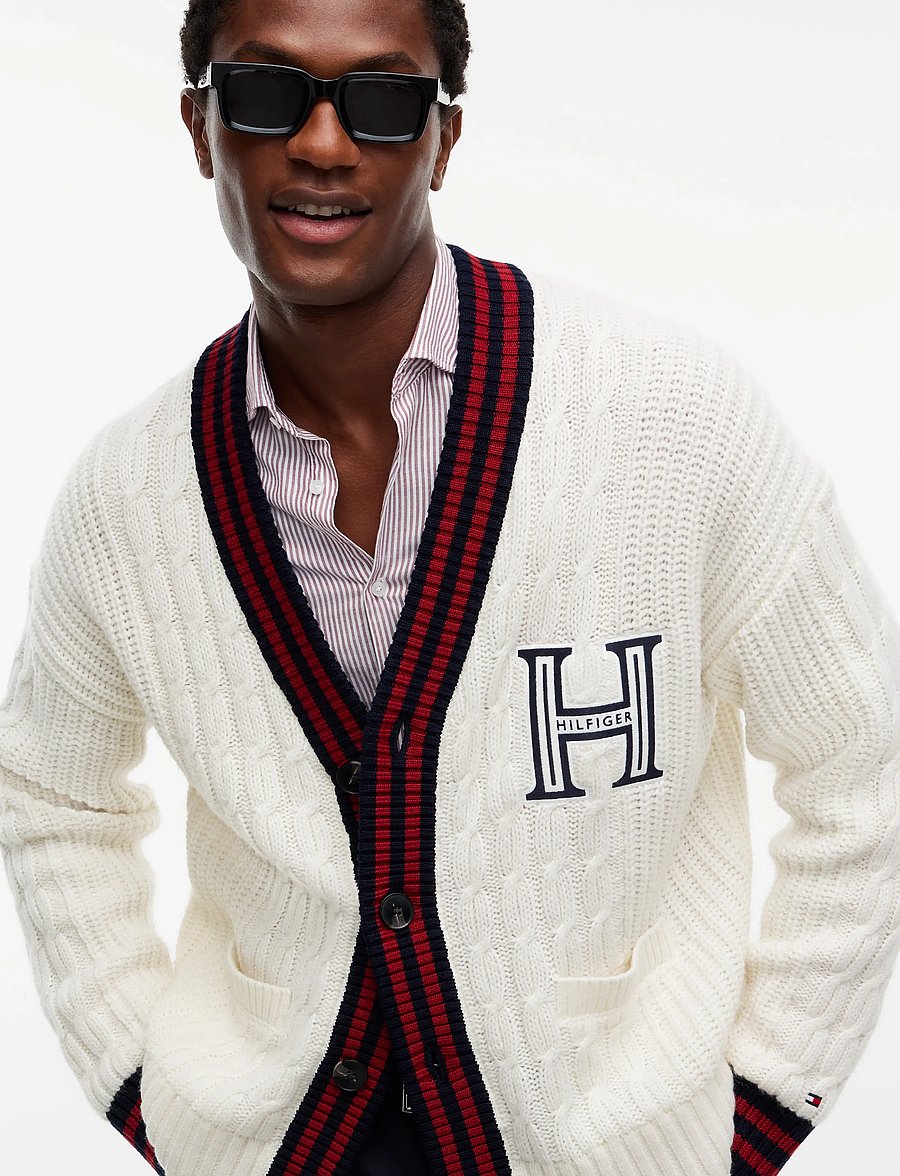 Tommy Hilfiger - CABLE LETTERMAN CARDIGAN - strickjacken - ivory petal - 5