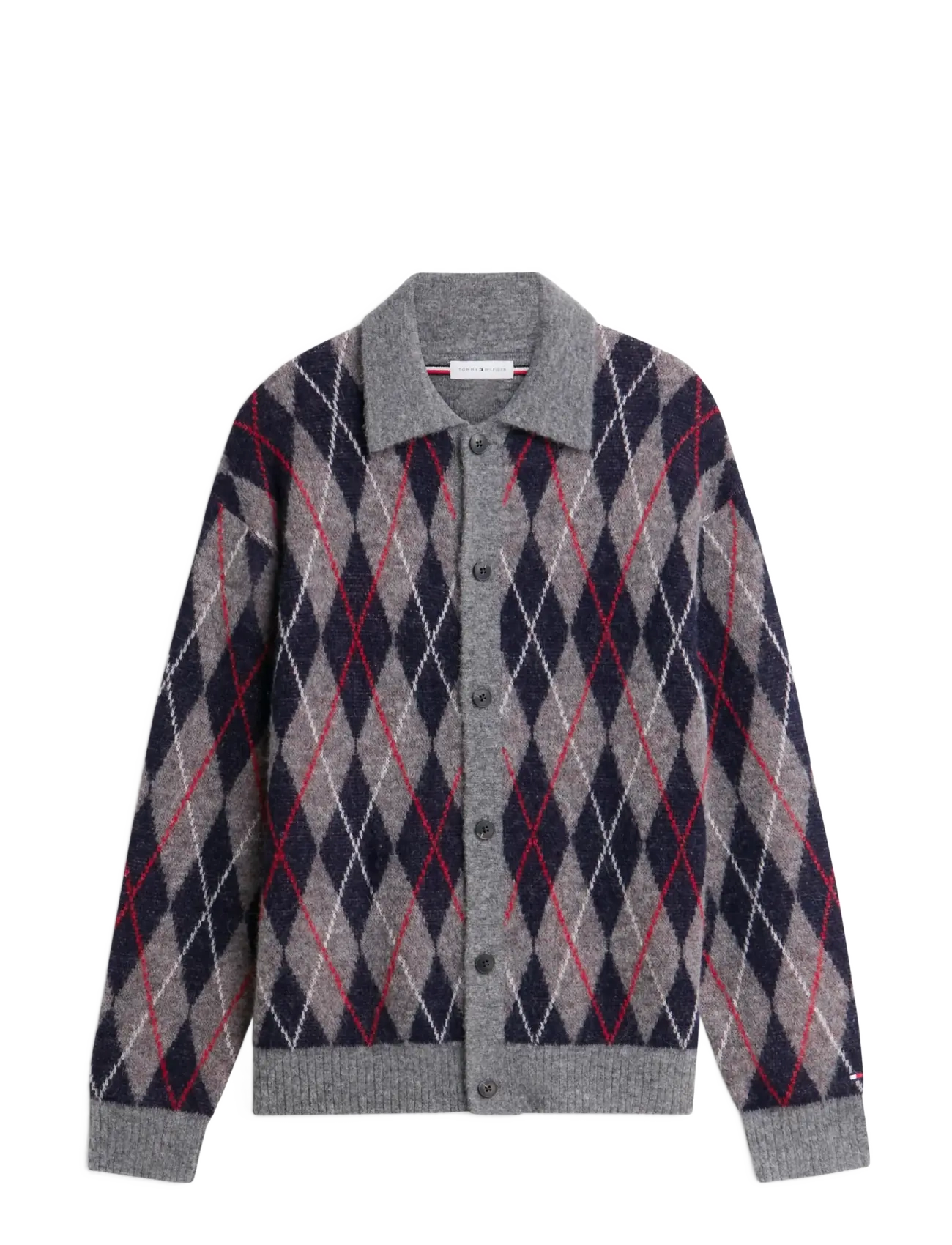 Tommy Hilfiger - ALPACA BLEND ARGYLE BUTTON THRU - strickjacken - medium grey heather - 1