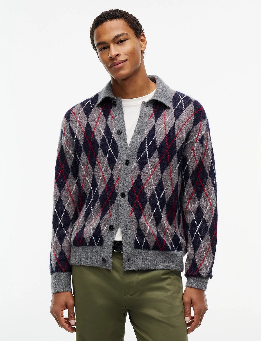 Tommy Hilfiger - ALPACA BLEND ARGYLE BUTTON THRU - strickjacken - medium grey heather - 0
