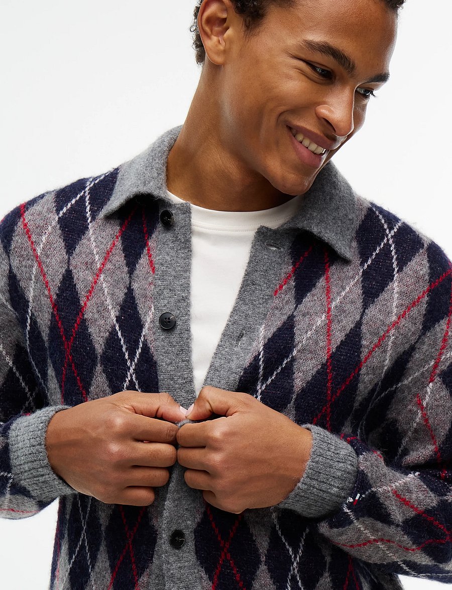 Tommy Hilfiger - ALPACA BLEND ARGYLE BUTTON THRU - strickjacken - medium grey heather - 3